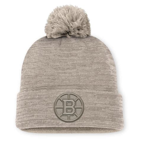 Men's Fanatics Tan Boston Bruins Authentic Pro Road Cuffed Knit Hat with Pom