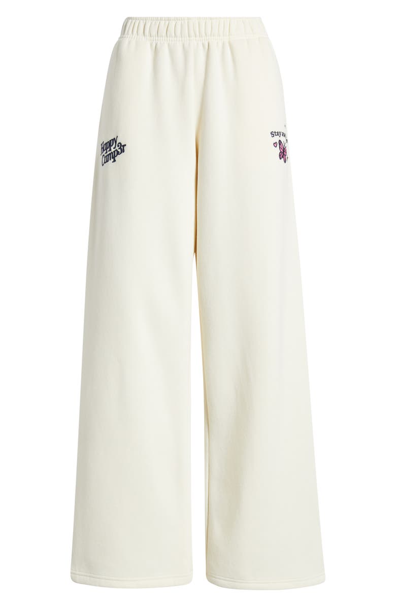 HAPPY CAMP3R World is Better Embroidered Graphic Sweatpants, Alternate, color, Cream