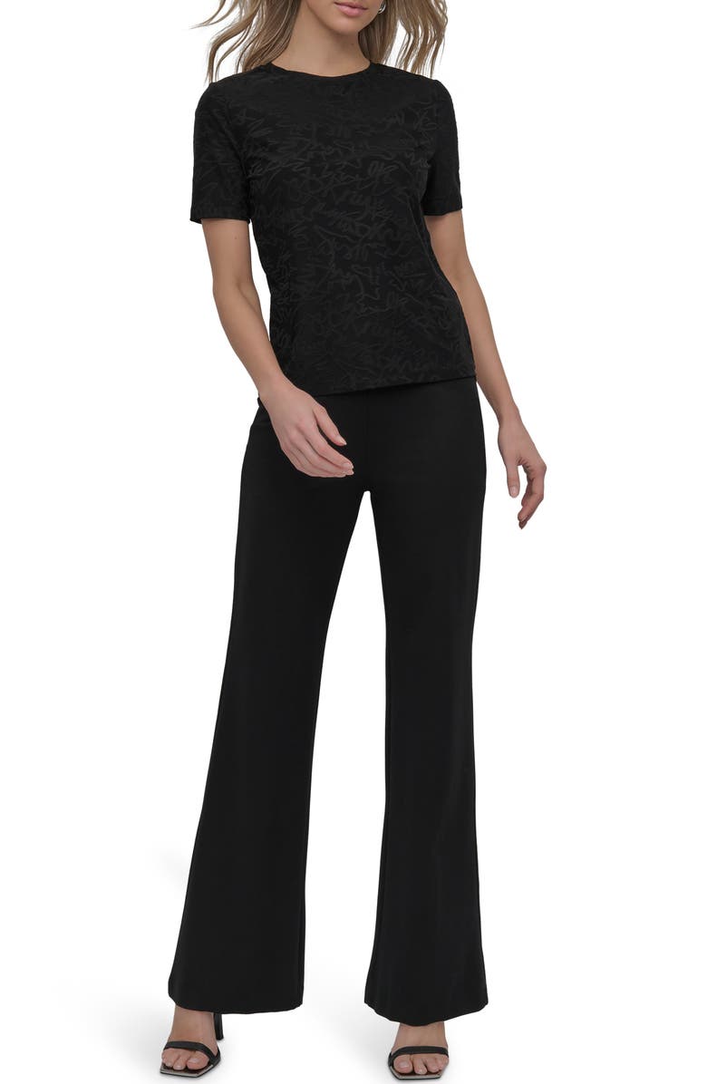 DKNY Graffiti Jacquard Knit To p, Alternate, color, Black