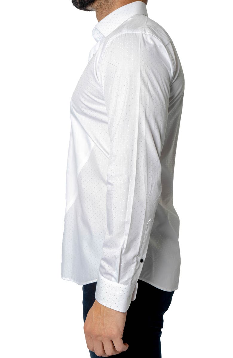 Maceoo Fibonacci Regular Fit Dot Print Cotton Button-Up Shirt, Alternate, color, White