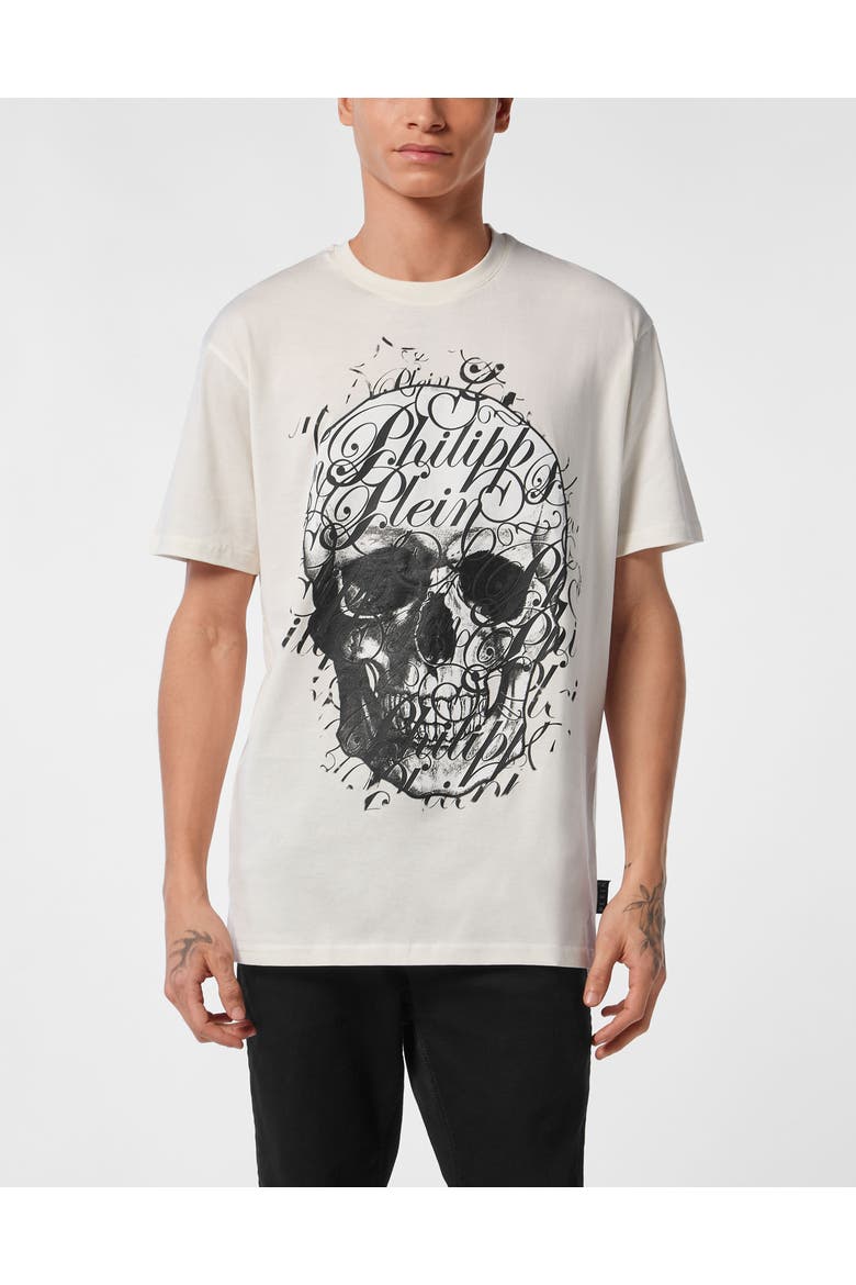 T-shirt Round Neck Ss Coursive Men, Main, color, OffWhite