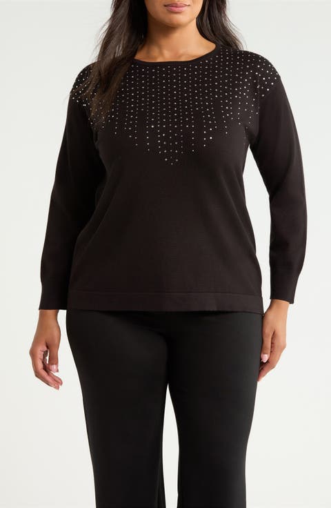 Studded Boat Neck Sweater