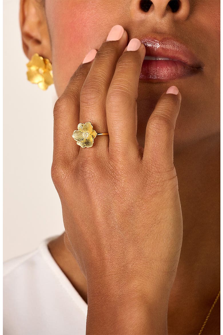 Jasmine Diamond Ring | 7 natural diamonds | 925 Sterling Silver | Ring | 7 | Yellow 18k-Gold Plated, Alternate, color, Yellow 18k Gold Plated