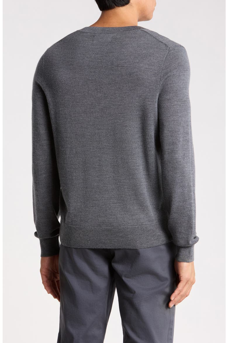 Washable Merino Wool V-Neck Sweater, Alternate, color, GREY MAGNET HEATHER