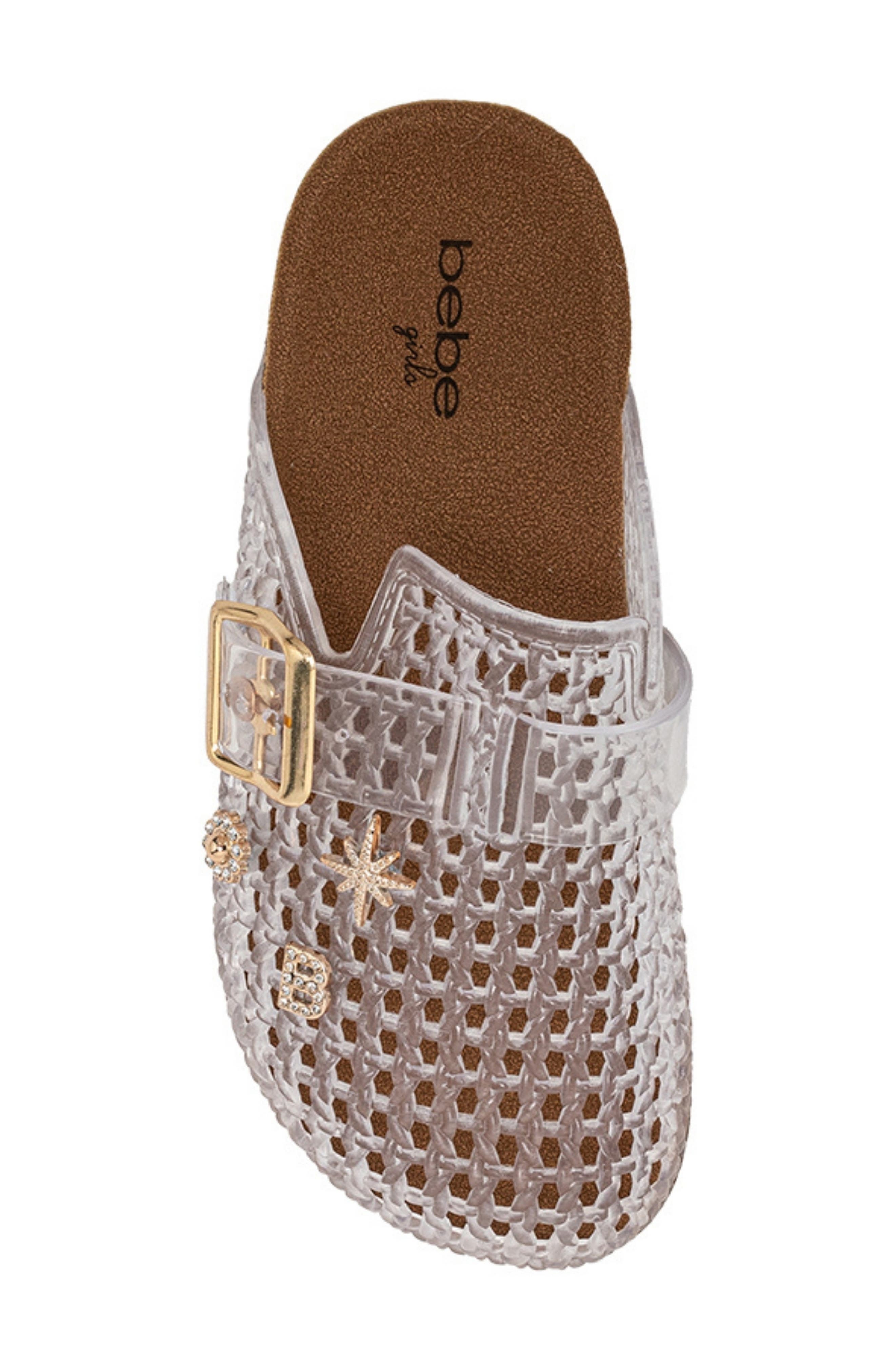 bebe Twinkle Footbed Clog, Alternate, color, Clear