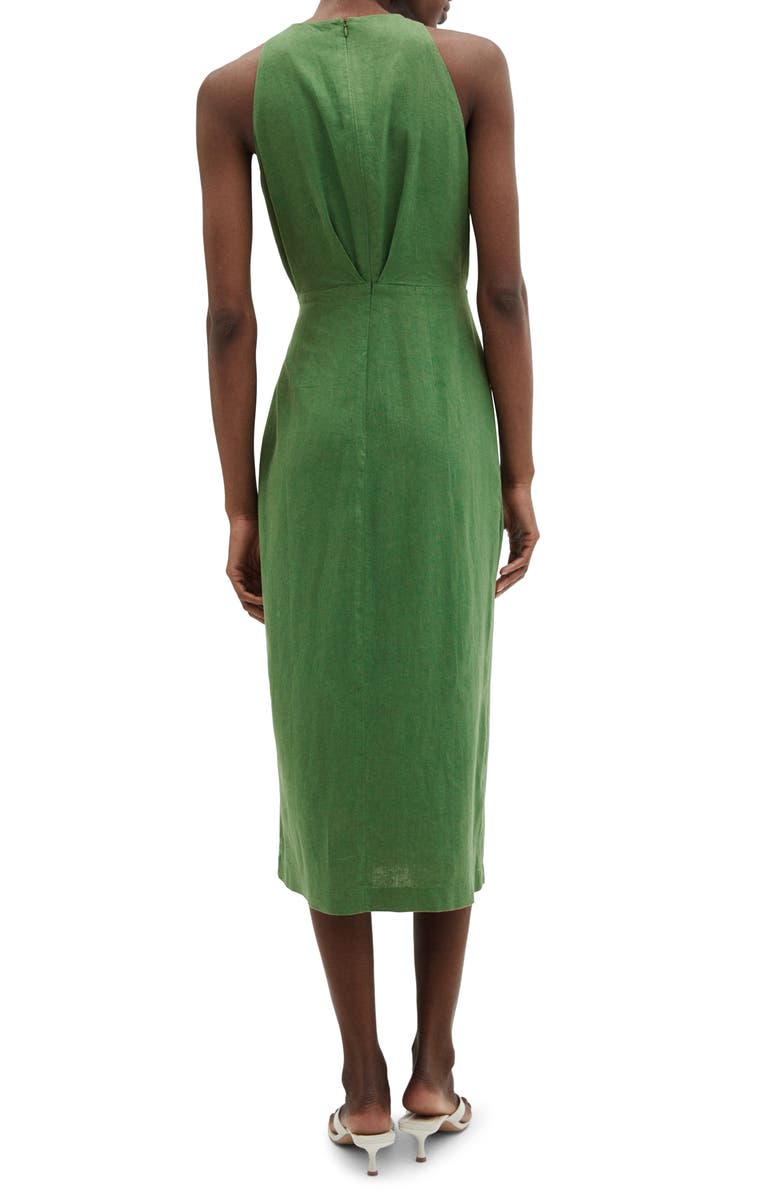 MANGO Faux Wrap Linen Blend Midi Dress | Nordstrom MANGO Faux Wrap Linen Blend Midi Dress | Nordstrom