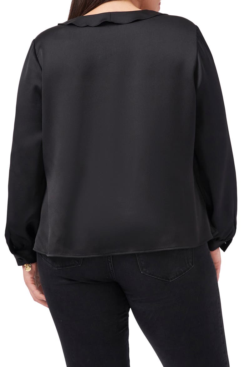 Ruffle Front Satin Blouse, Alternate, color, RICH BLACK