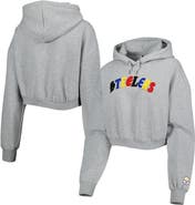 THE WILD COLLECTIVE Women's The Wild Collective Gray Pittsburgh Steelers Cropped Pullover Hoodie