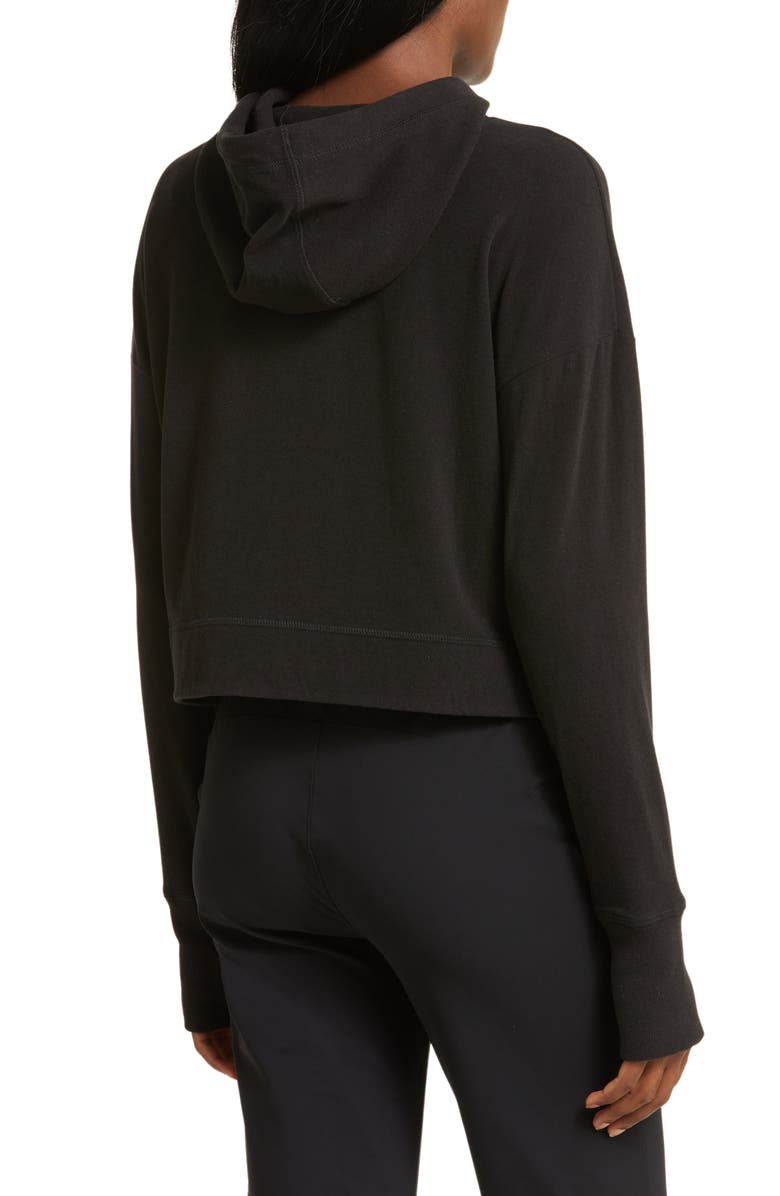 Sweaty Betty Escape Luxe Fleece Crop Hoodie, Alternate, color, Black