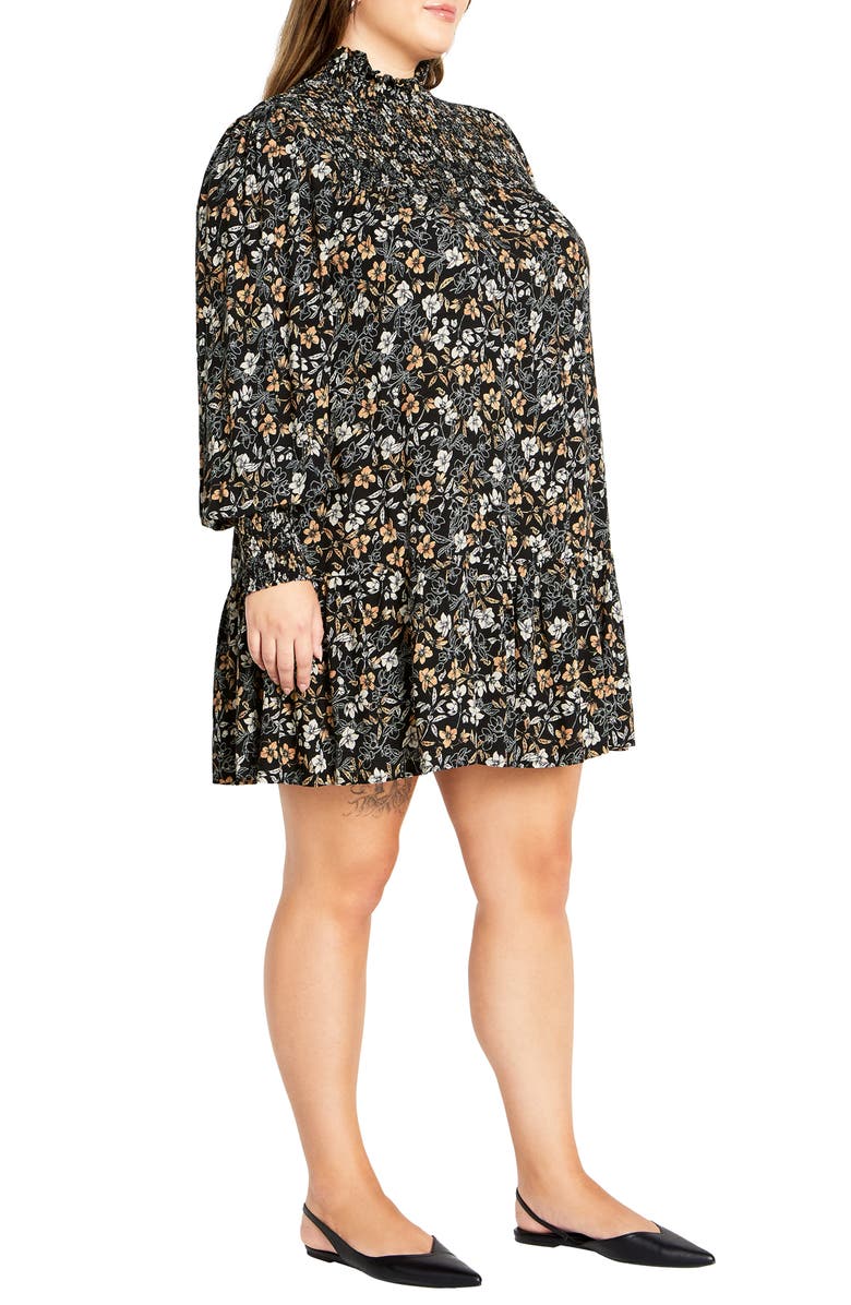 City Chic Cece Floral Long Sleeve Shift Dress, Alternate, color, 