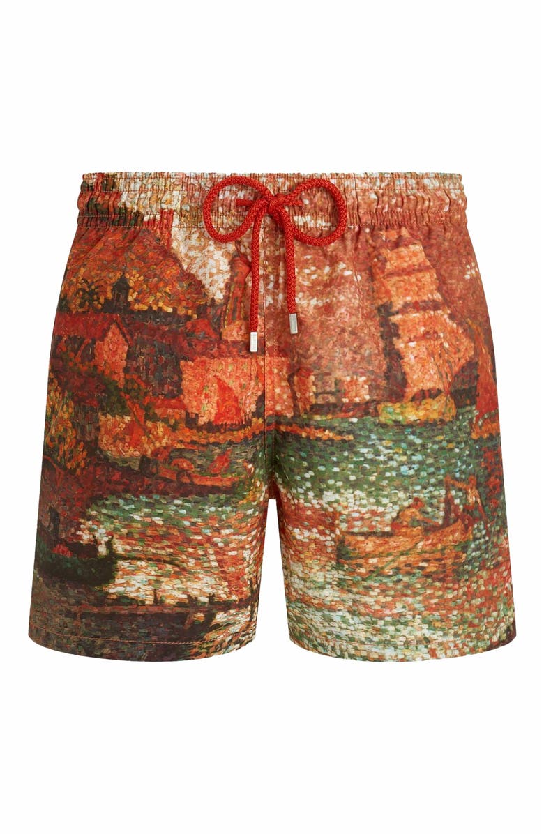 Vilebrequin Men's Sortie Du Port De St Tropez 360 Swim Trunks, Main, color, Brique