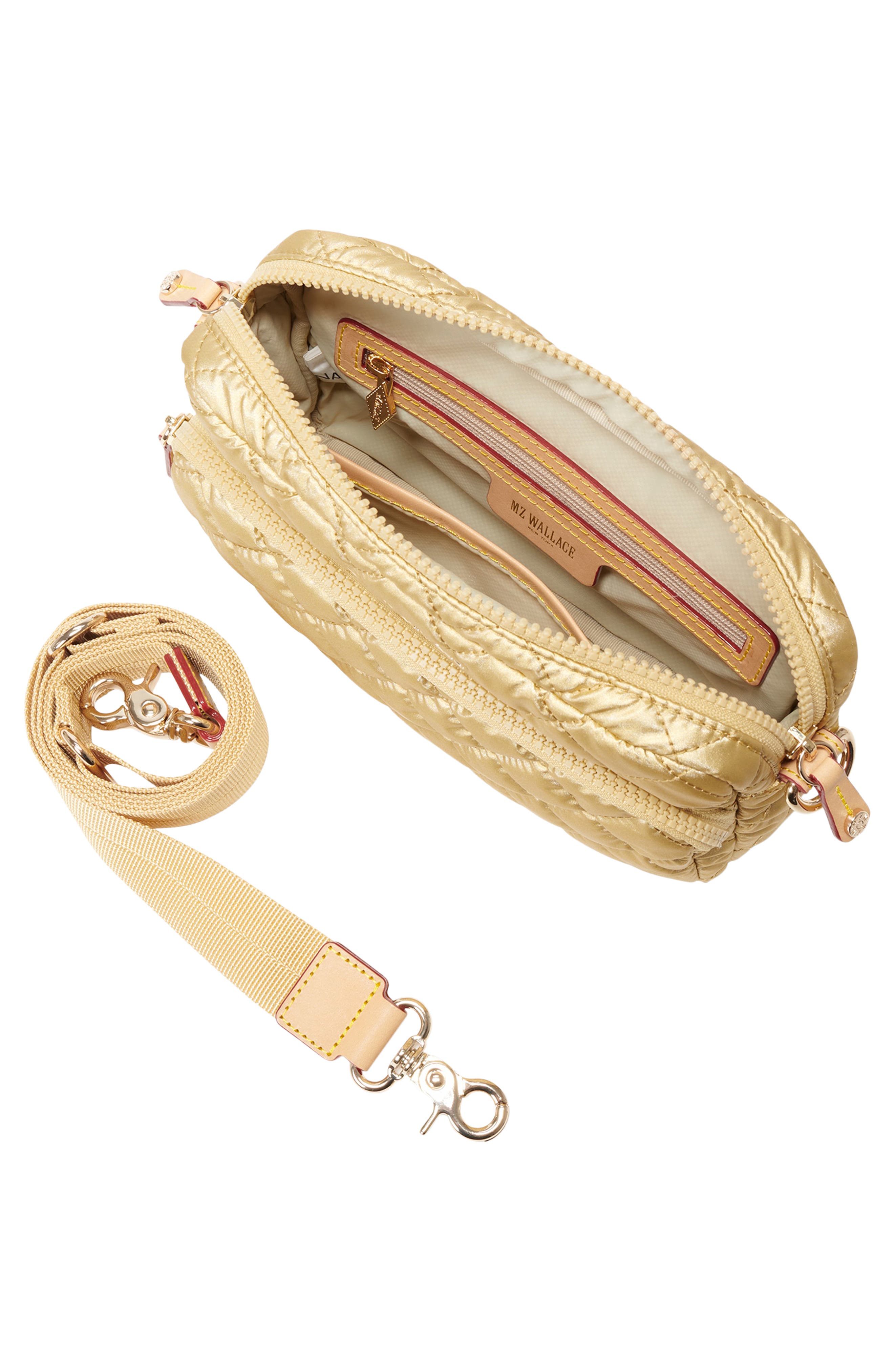 MZ Wallace Small Metro Quilted Nylon Camera Bag, Alternate, color, Light Gold Pearl Metallic