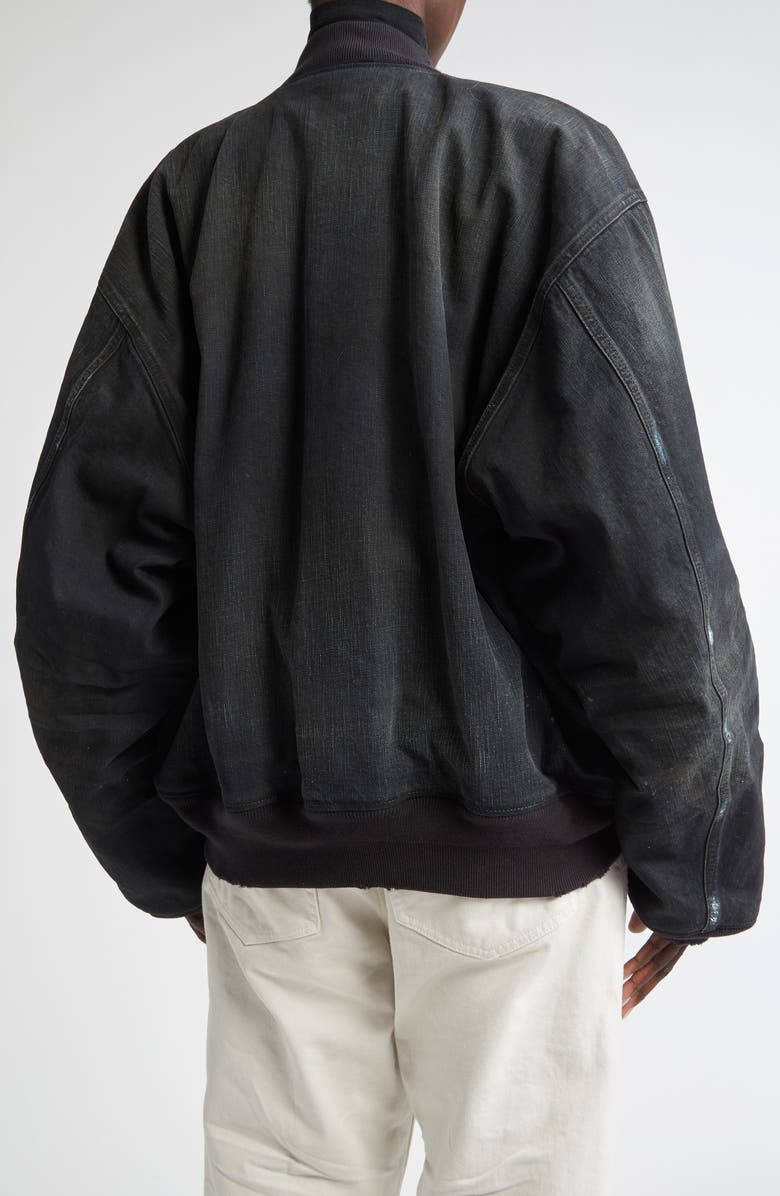 Balenciaga Oversize Distressed Denim Bomber Jacket, Alternate, color, 2430 Croc