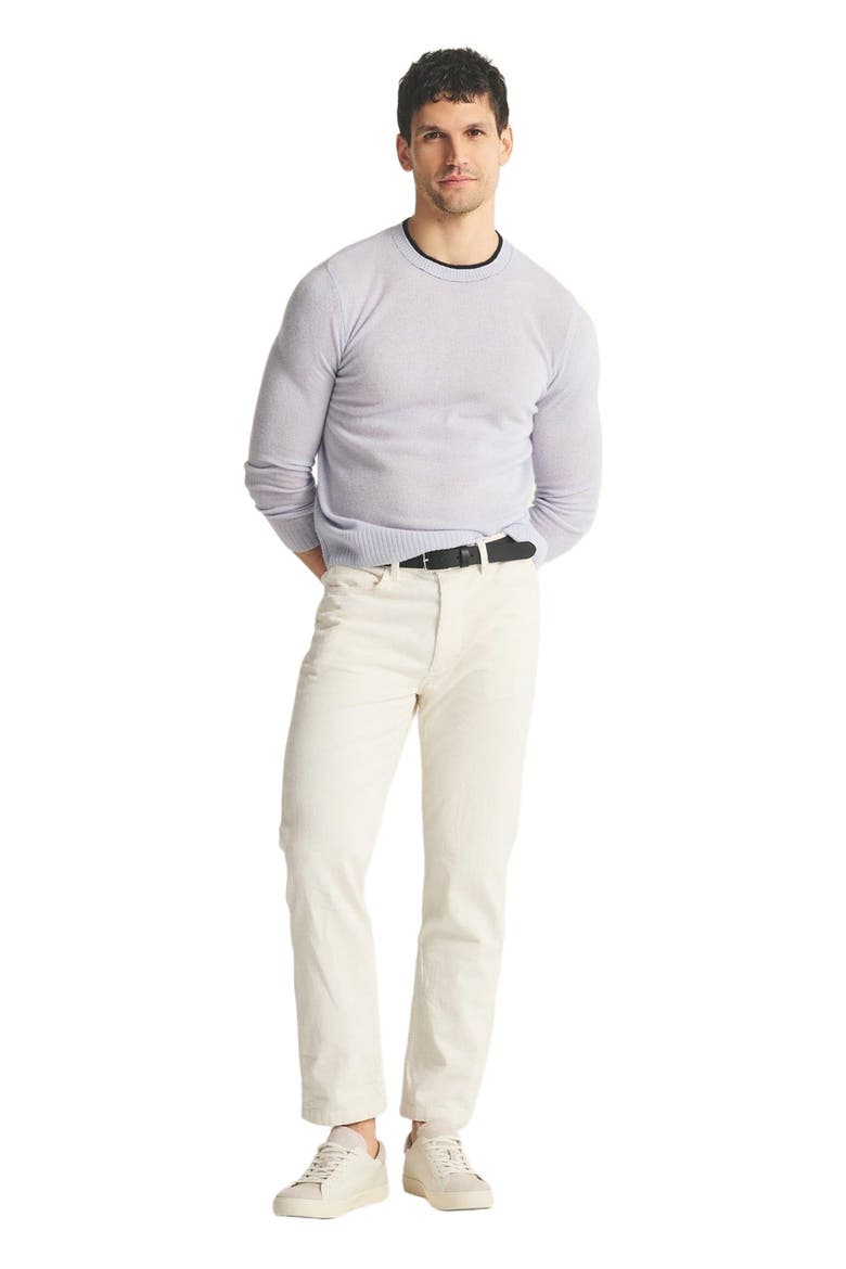 Lightweight Cashmere Contrast Trim Crewneck Sweater, Alternate, color, Ice Blue