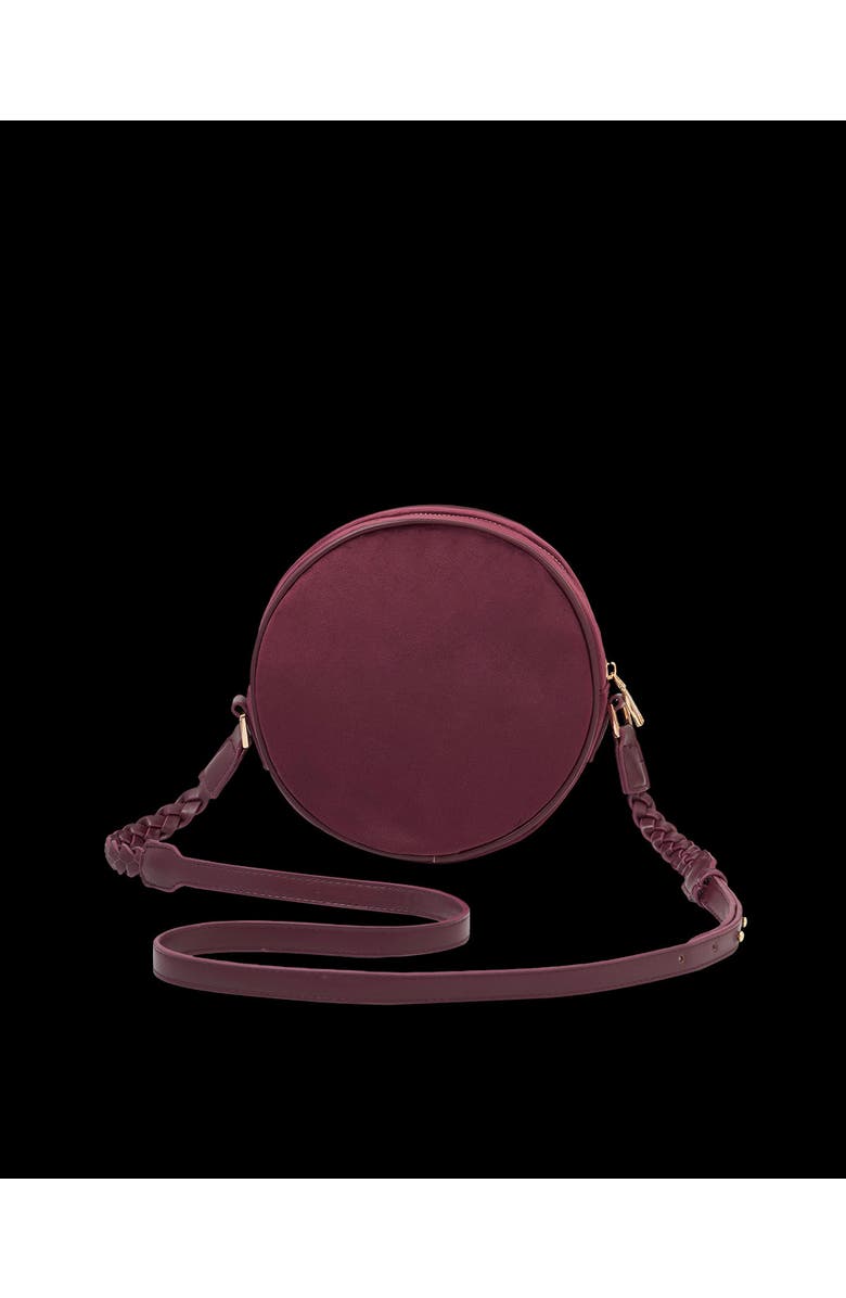 Fable England Magical Mushroom Embroidered Burgundy Velvet Circle Bag, Alternate, color, Red