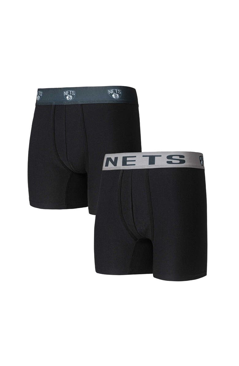 CONCEPTS SPORT Men's Concepts Sport Black Brooklyn Nets Breakthrough 2-Pack Boxer Briefs, Main, color, Black