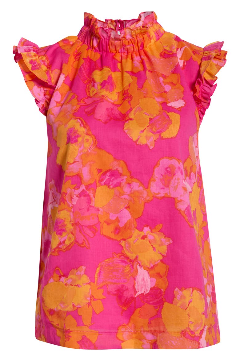 Elaris Zoie Floral Ruffle Cotton Top, Alternate, color, FUCHSIA ORANGE MULTI
