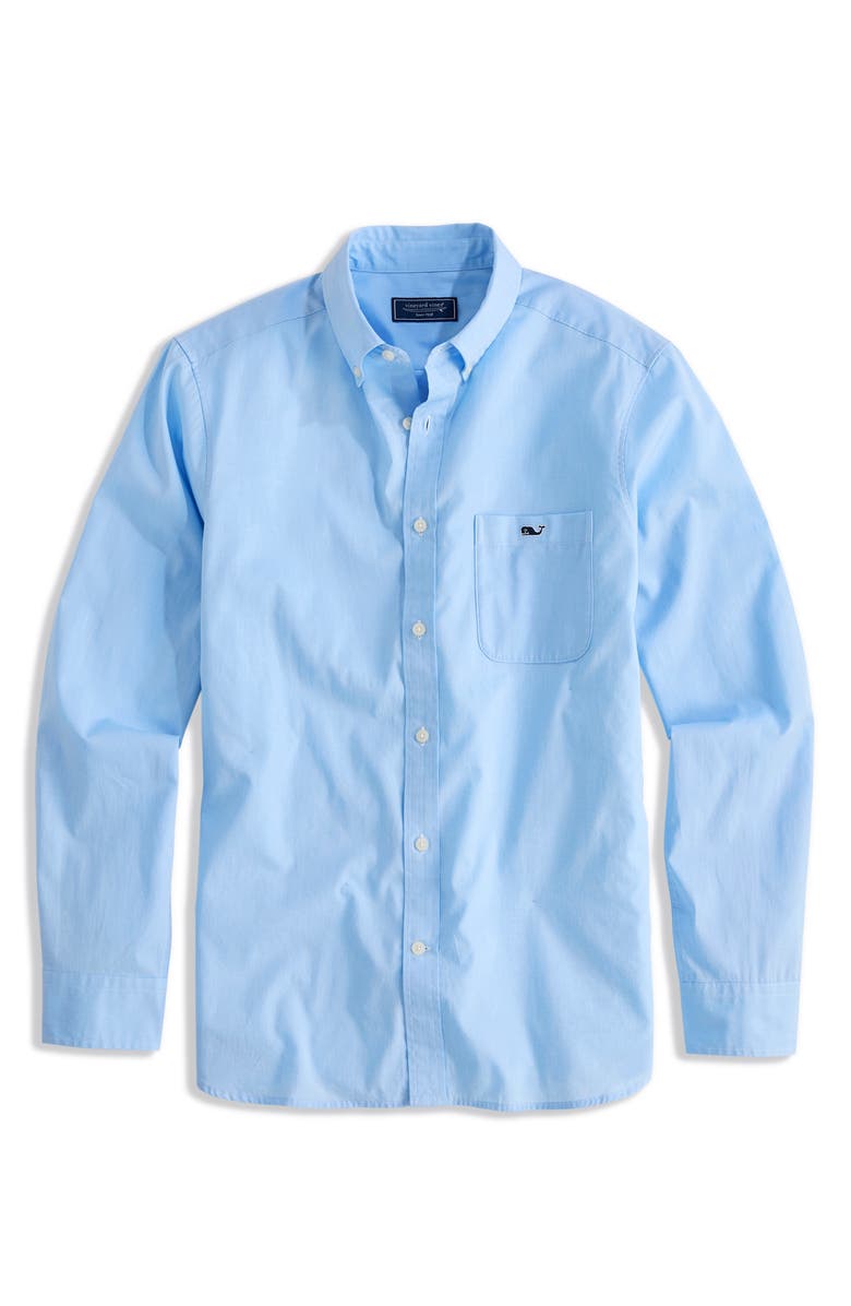 vineyard vines Shoreline Classic Fit Solid Stretch Cotton Button-Down Shirt, Alternate, color, Jake Blue