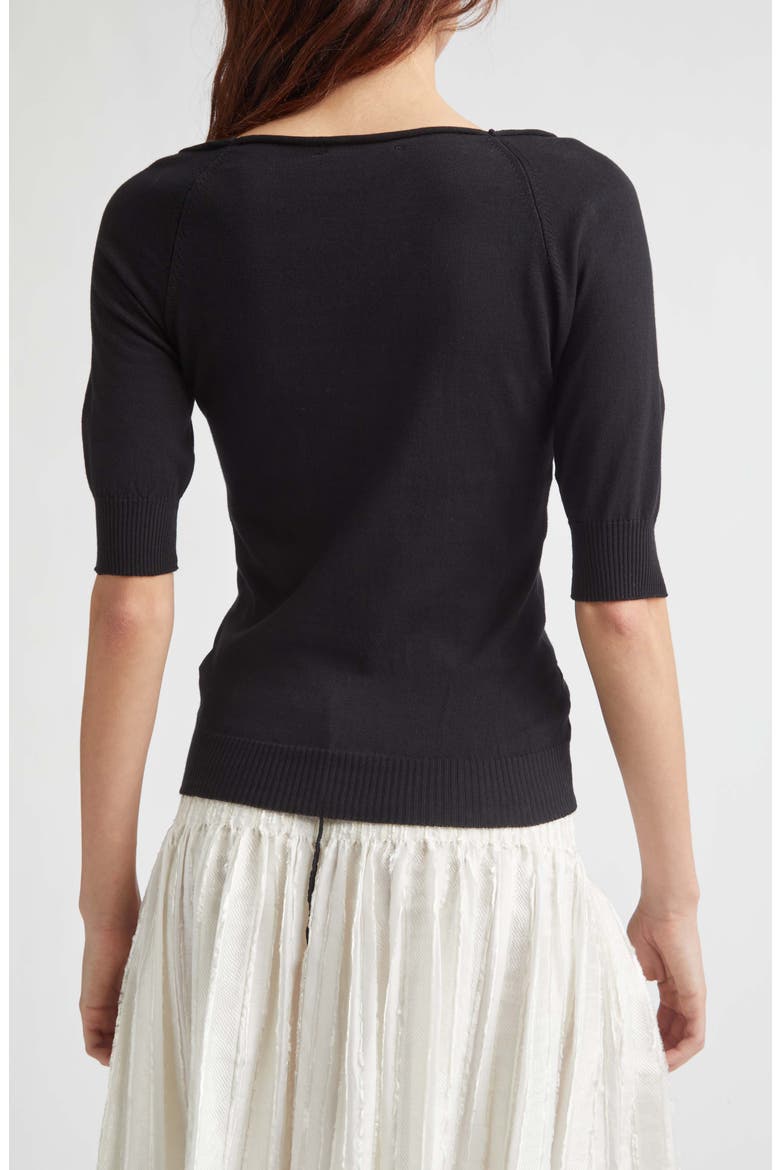 Cain Crystal Tassel Cotton Sweater, Alternate, color, BLACK