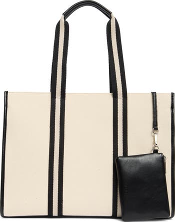 Contrast Pocket Canvas Tote Bag