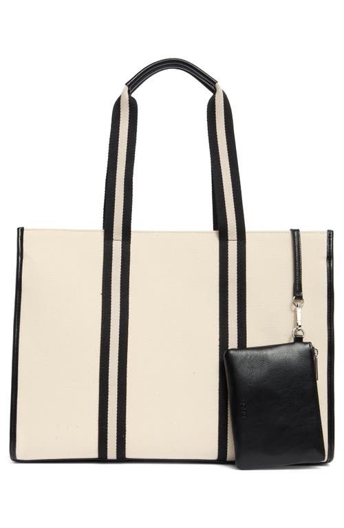 Bcbg Contrast Pocket Canvas Tote Bag In Natural Black