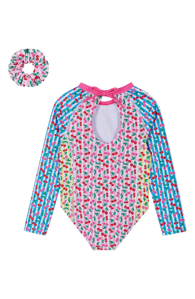 Andy & Evan Kids' Long Sleeve One-Piece Rashguard Swimsuit with Scrunchie, Alternate, color, 