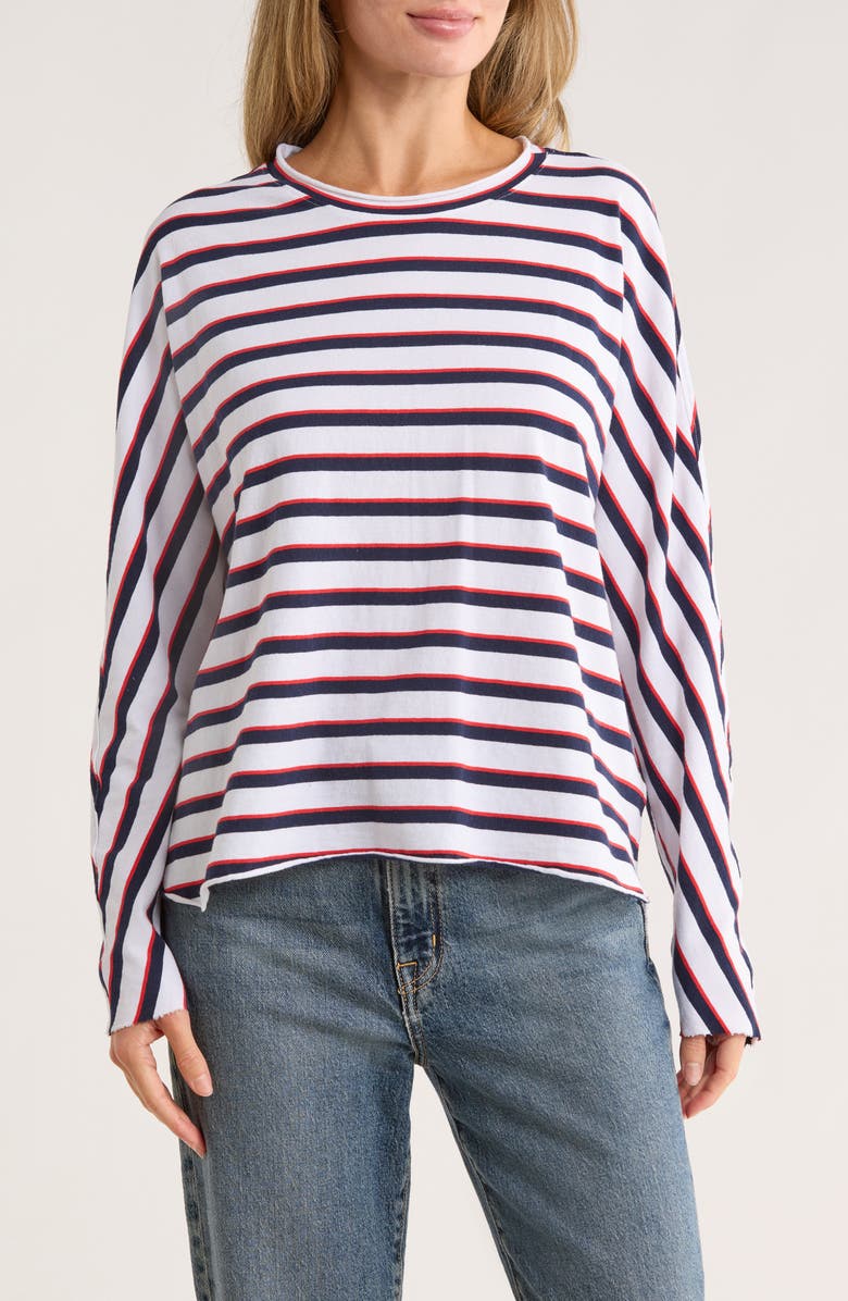 Frank & Eileen Anna Long Sleeve Capelet Sweatshirt, Main, color, Red Navy / White