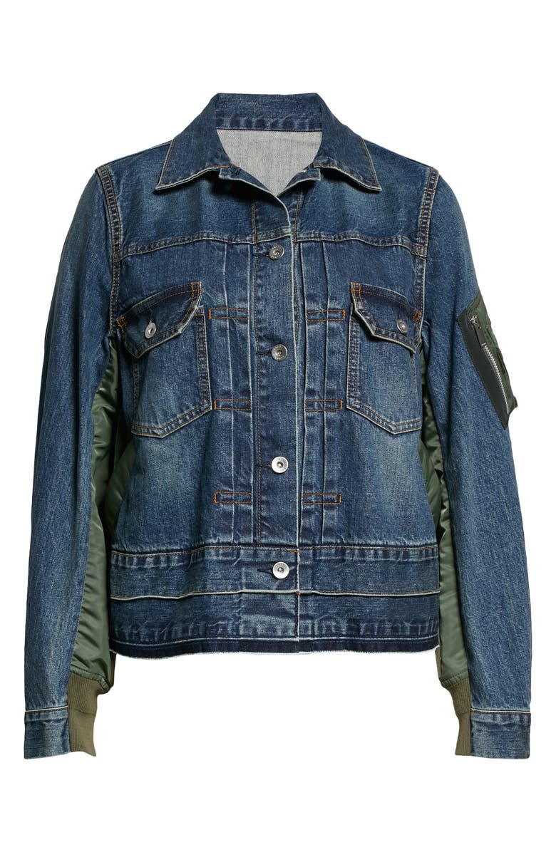 Sacai Hybrid Denim MA-1 Jacket, Alternate, color, Blue