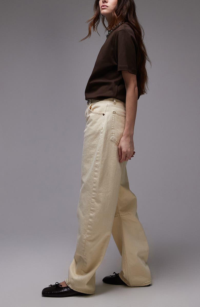 Topshop Barrel Leg Jeans, Alternate, color, Buttermilk
