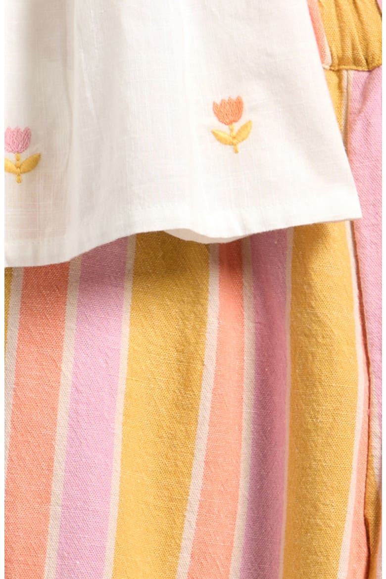 Kids' Frill Top & Stripe Pants Set, Alternate, color, PINK