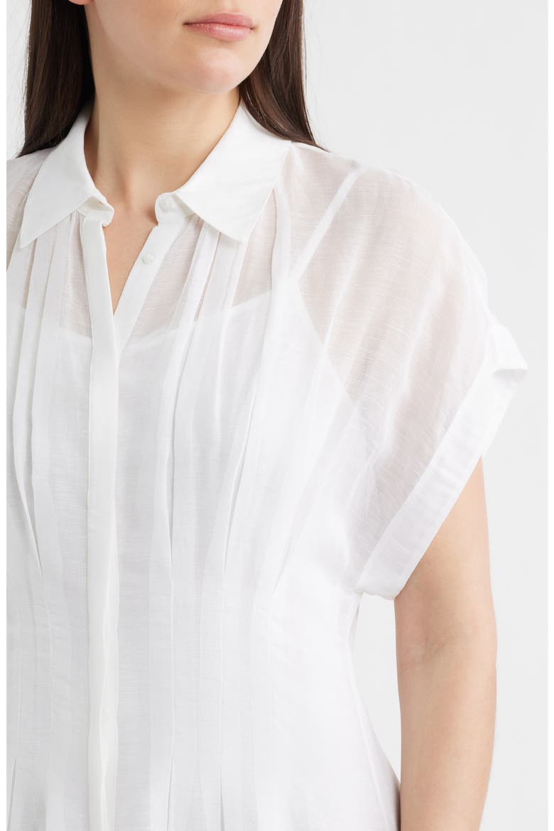 Davinata Pleated Sheer Shirtdress, Alternate, color, BRIGHT WHITE