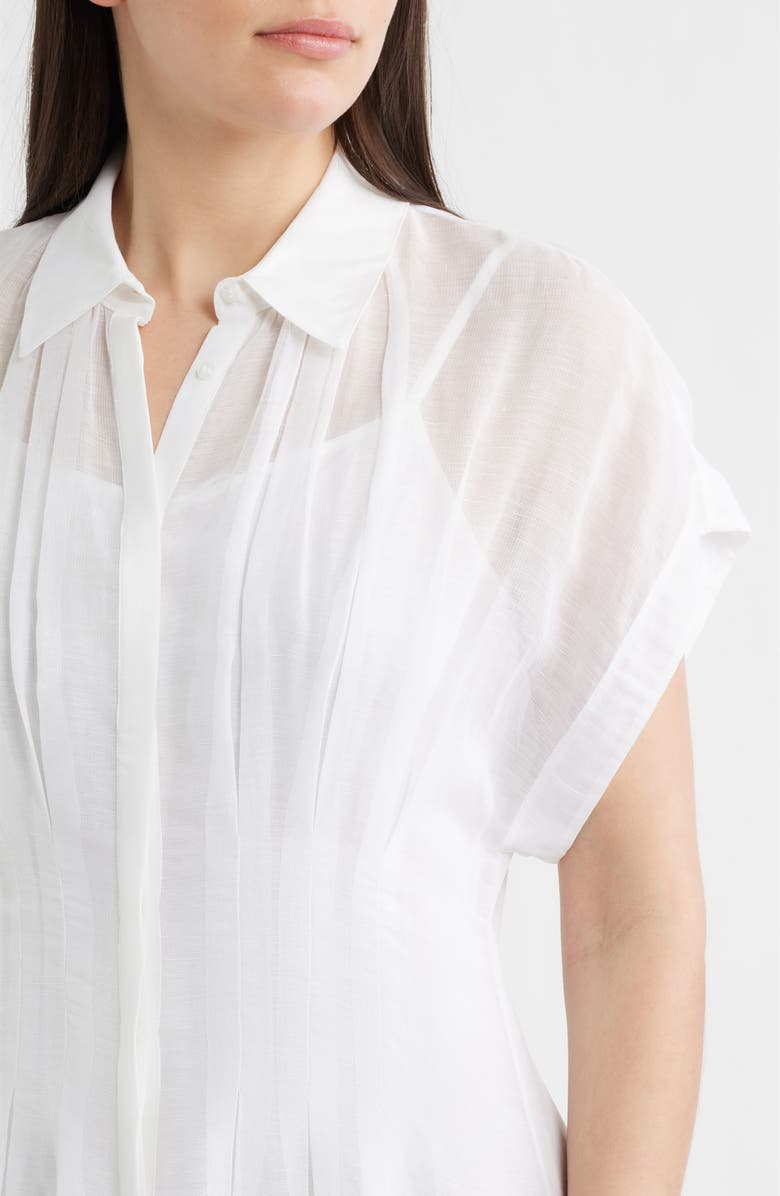 BOSS Davinata Pleated Sheer Shirtdress, Alternate, color, Bright White