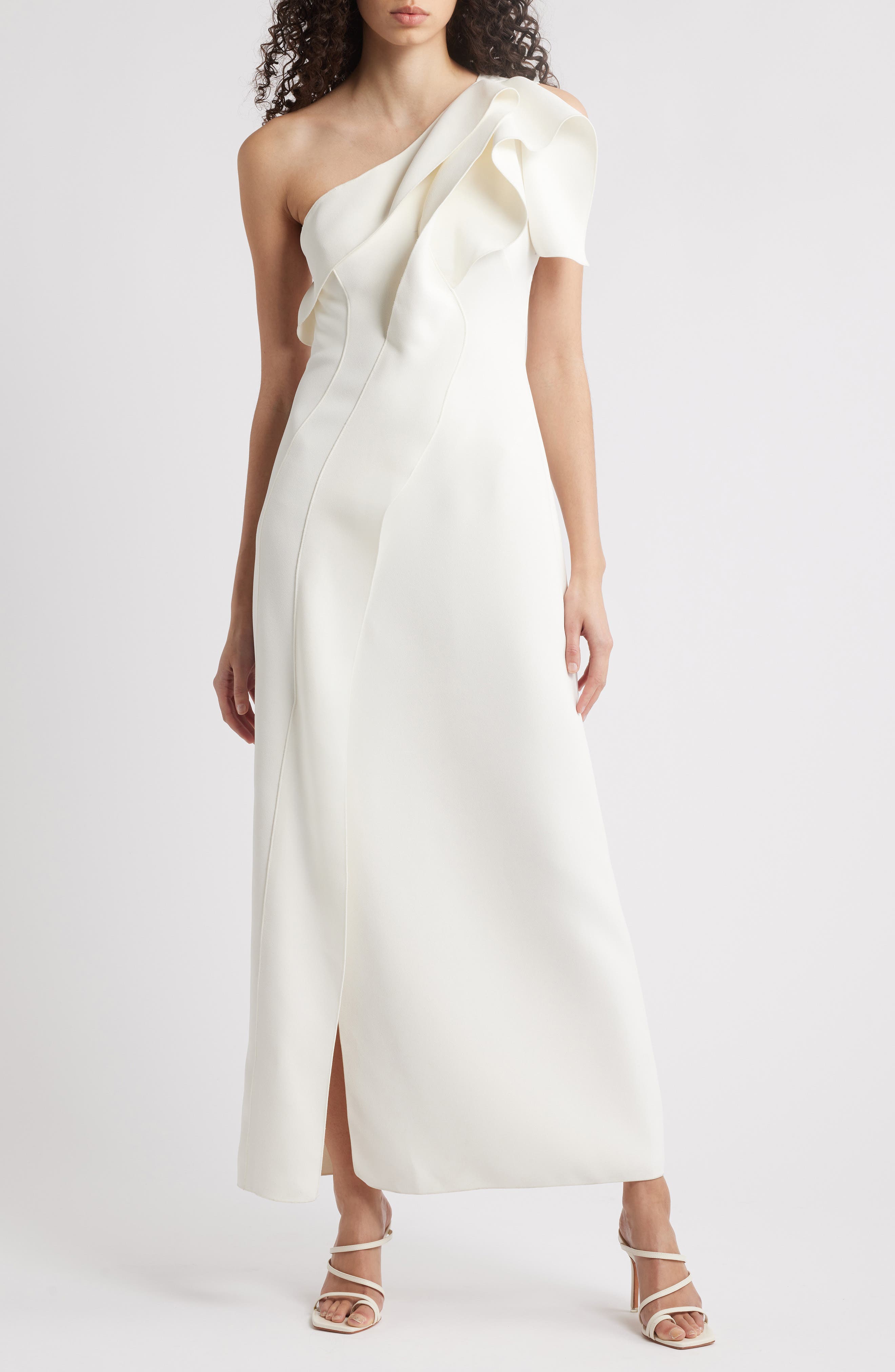 Acler Daneway One-Shoulder Ruffle Gown