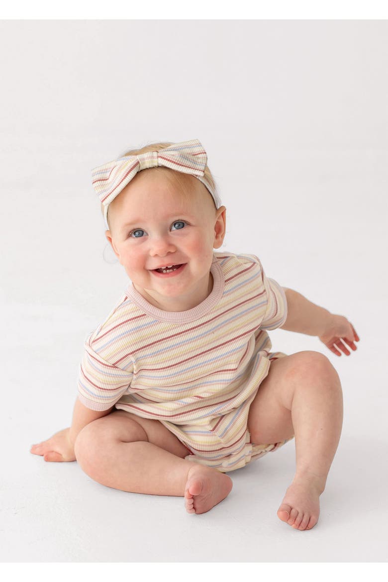Sunset Sherbet Short Sleeve Romper, Alternate, color, Pink