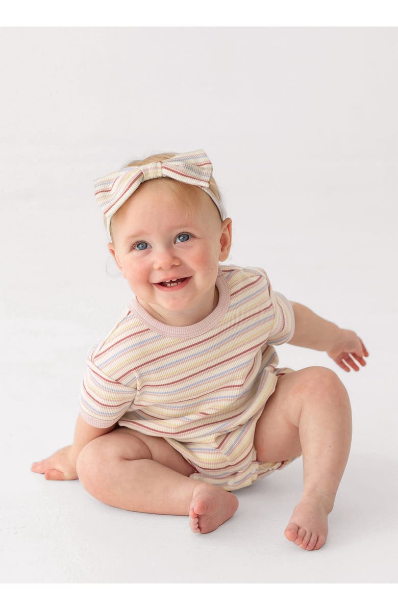 Mabel + Honey Sunset Sherbet Short Sleeve Romper, Alternate, color, Pink