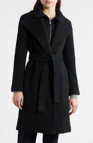 Mackage Norita Belted Double Face Wool Coat with Wool Blend Bib