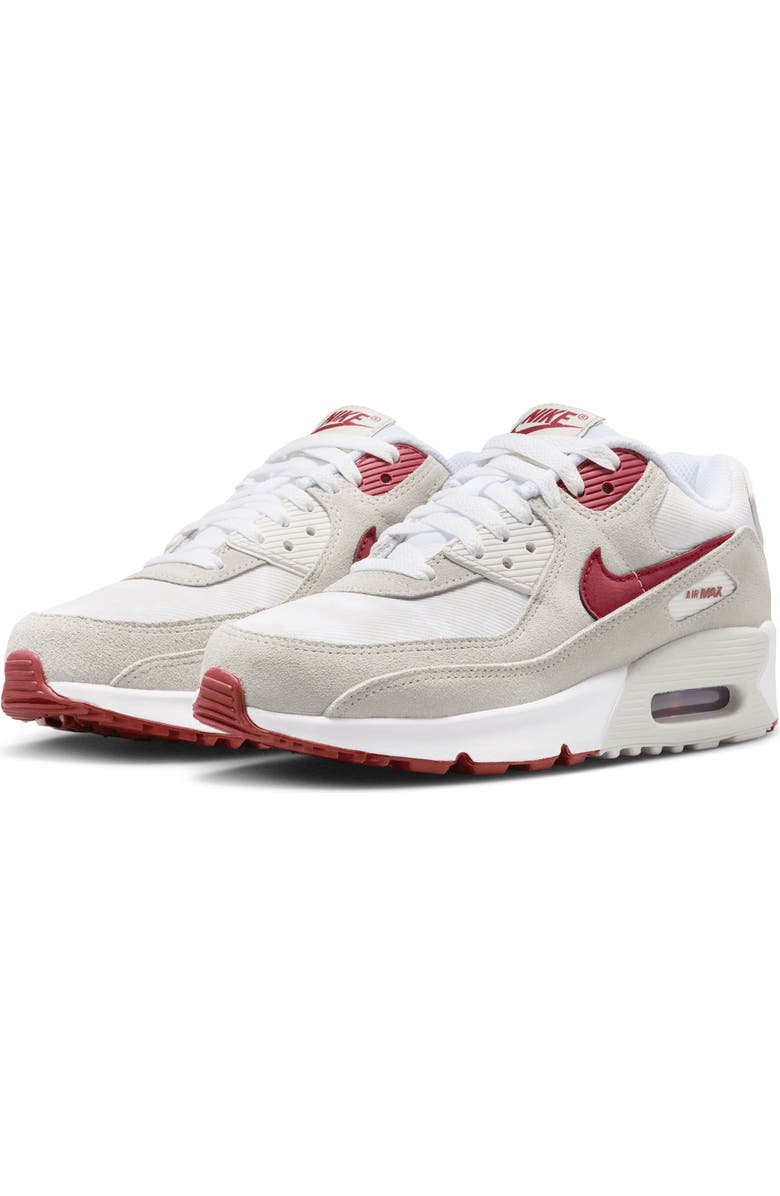 Nike Kids' Air Max 90 Sneaker, Main, color, White/ Light Bone/ Crimson