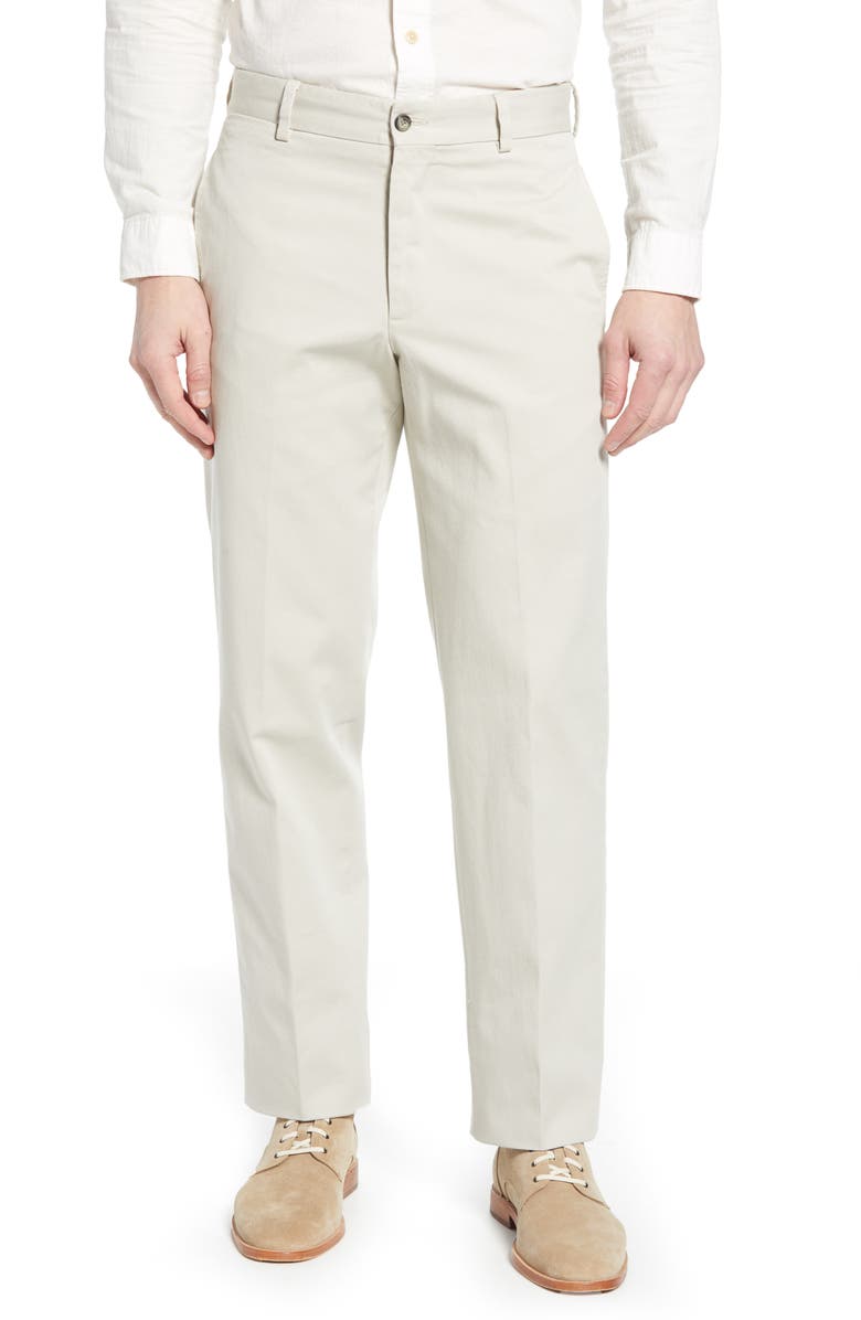 Berle Charleston Khakis Flat Front Chino Pants, Main, color, Stone