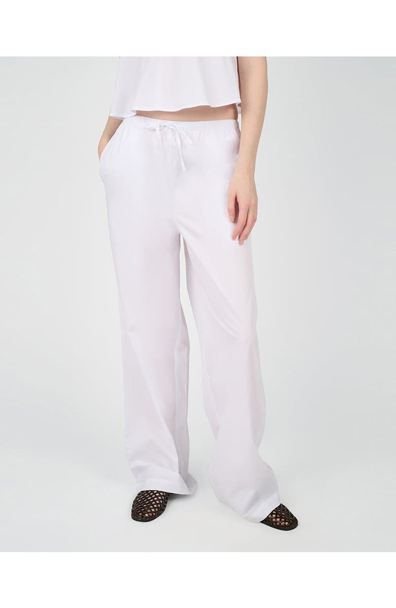 WeWoreWhat Straight Tie Waist Pant, Main, color, Classic White