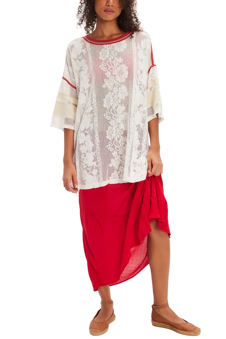 Best Match Oversize Lace Mesh T-Shirt, Alternate, color, CLEAN IVORY COMBO