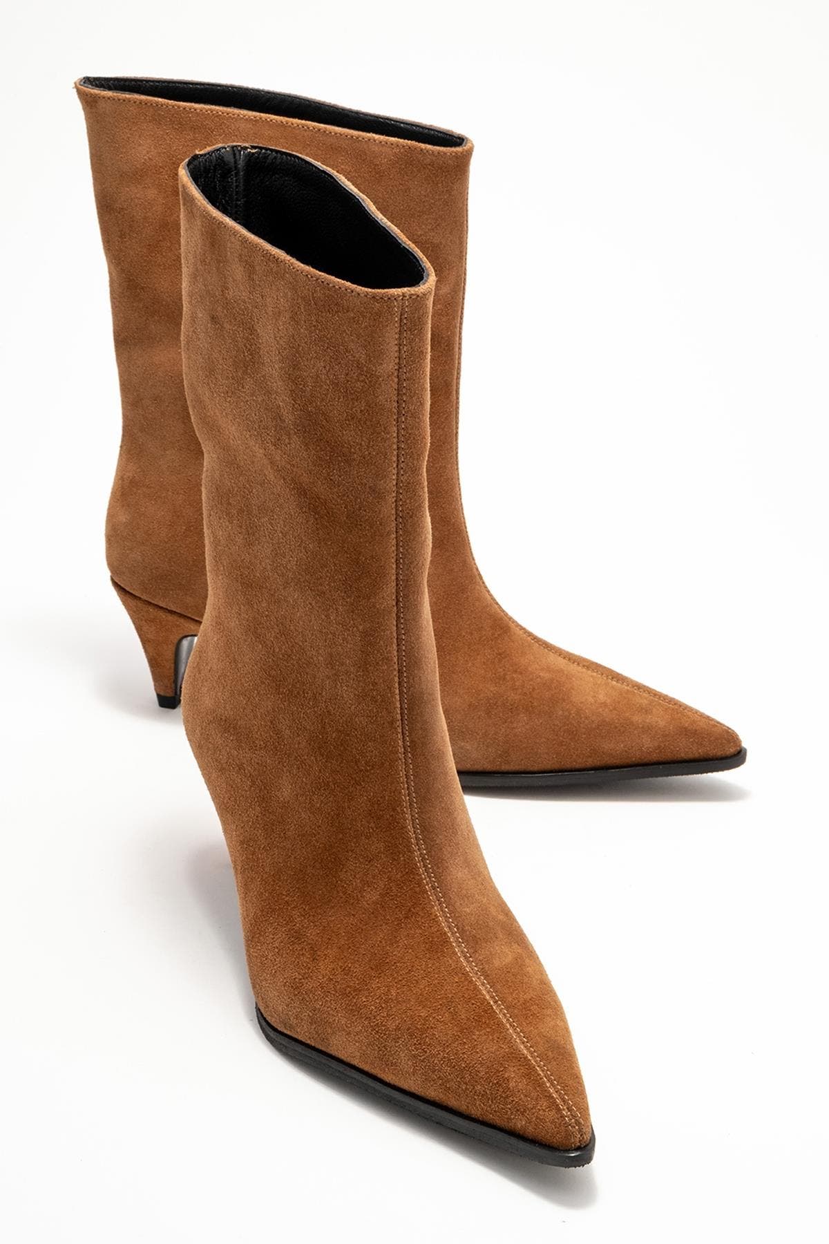 Aleo Leather Pointed Toe Boot, Alternate, color, Cognac Suede Leather