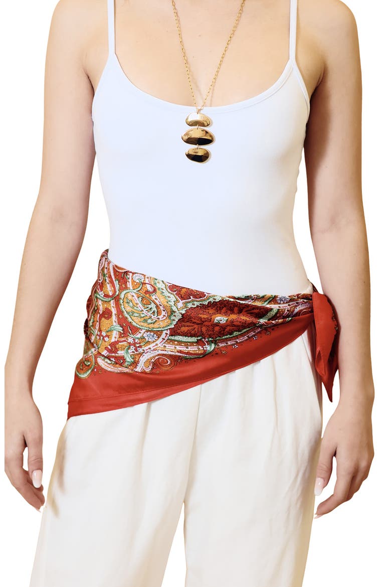 Penny Paisley Square Scarf, Alternate, color, RED