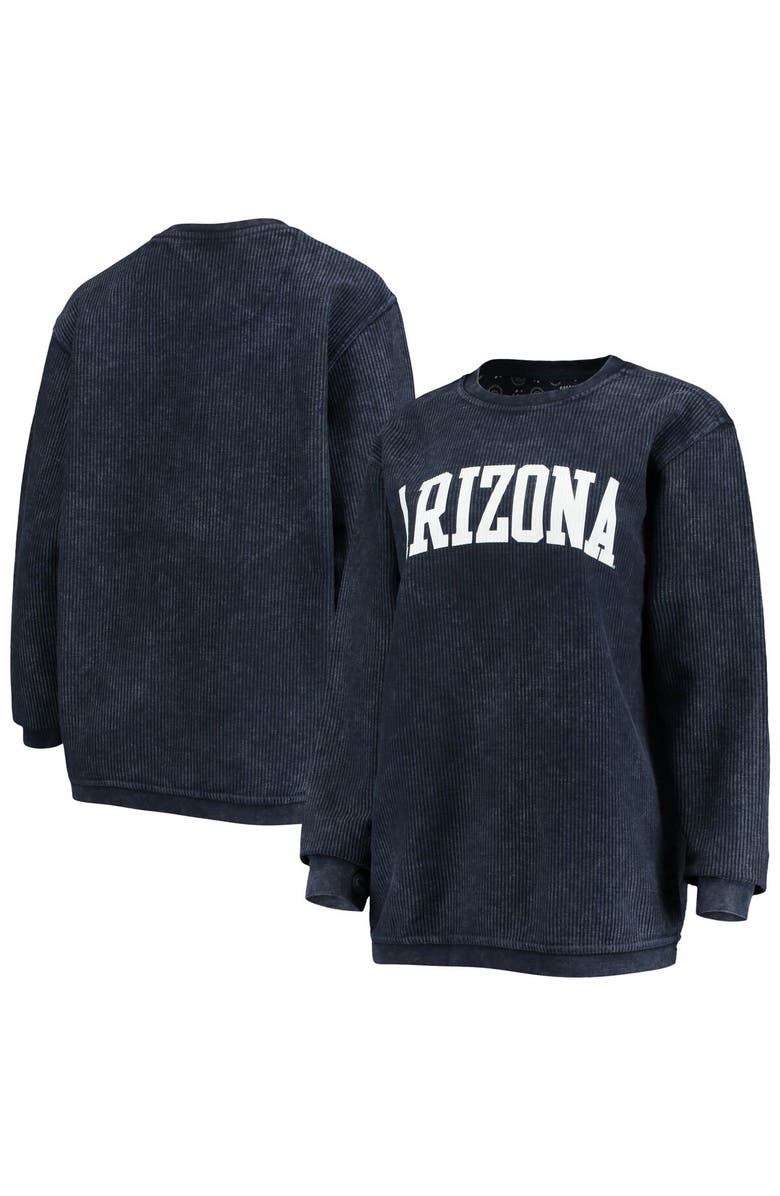 PRESSBOX Women's Pressbox Navy Arizona Wildcats Comfy Cord Vintage Wash Basic Arch Pullover Sweatshirt, Main, color, 