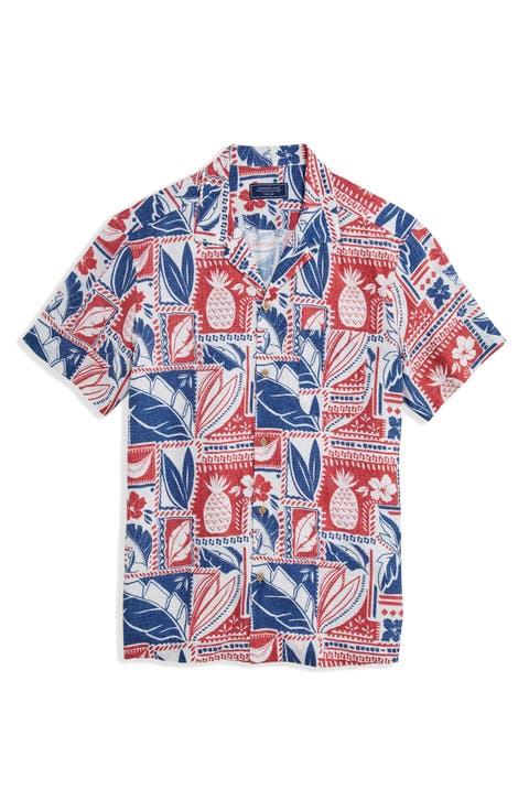 Waikiki Woodblock Print Camp Shirt
