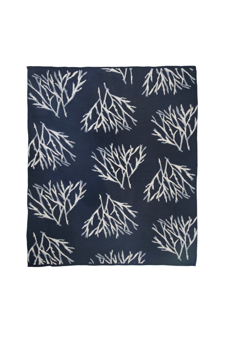 Coral Pattern Knit Throw Blanket, Alternate, color, Blue
