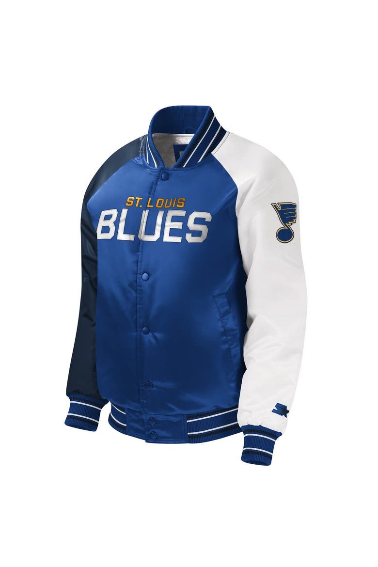 Youth Starter Blue St. Louis Blues Raglan Full-Snap Varsity Jacket, Alternate, color, Blue