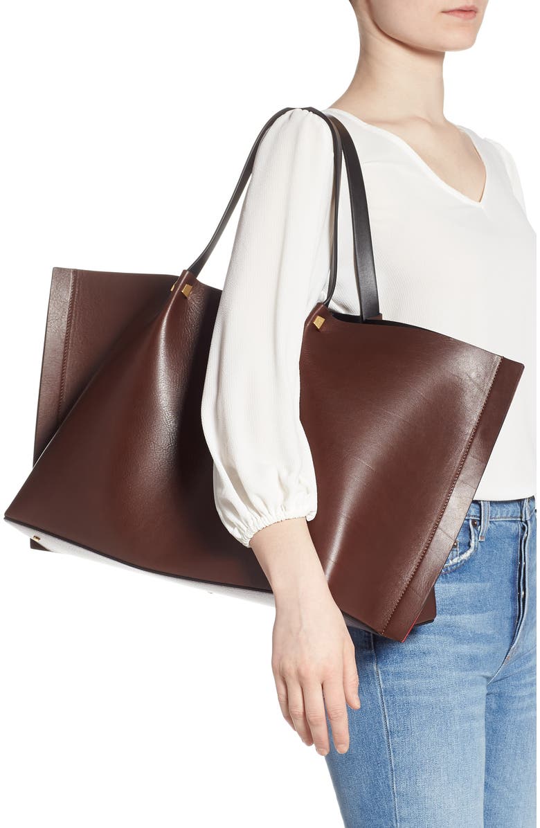 Valentino Garavani Large Go Logo Leather Tote, Alternate, color,