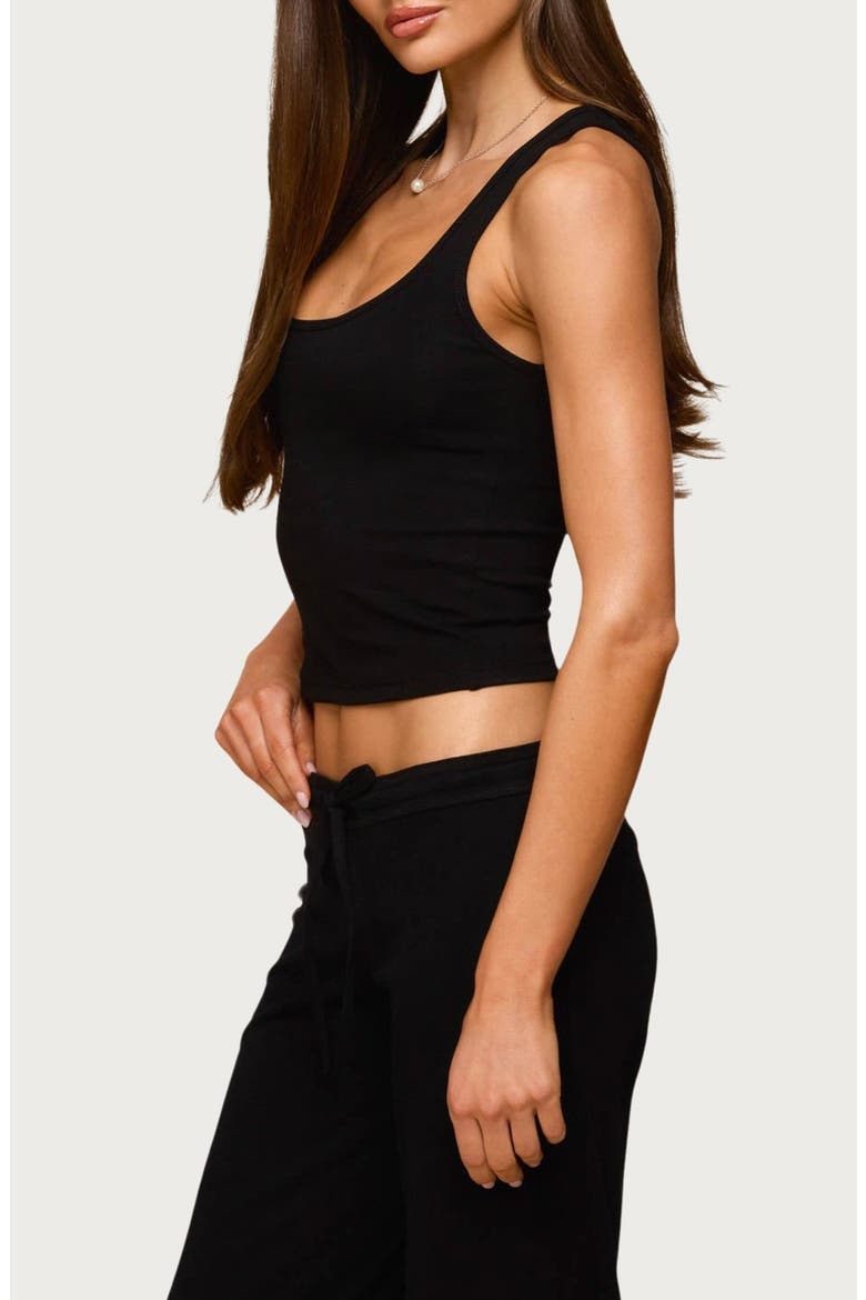 Linda Rib Scoop Neck Tank, Alternate, color, BLACK