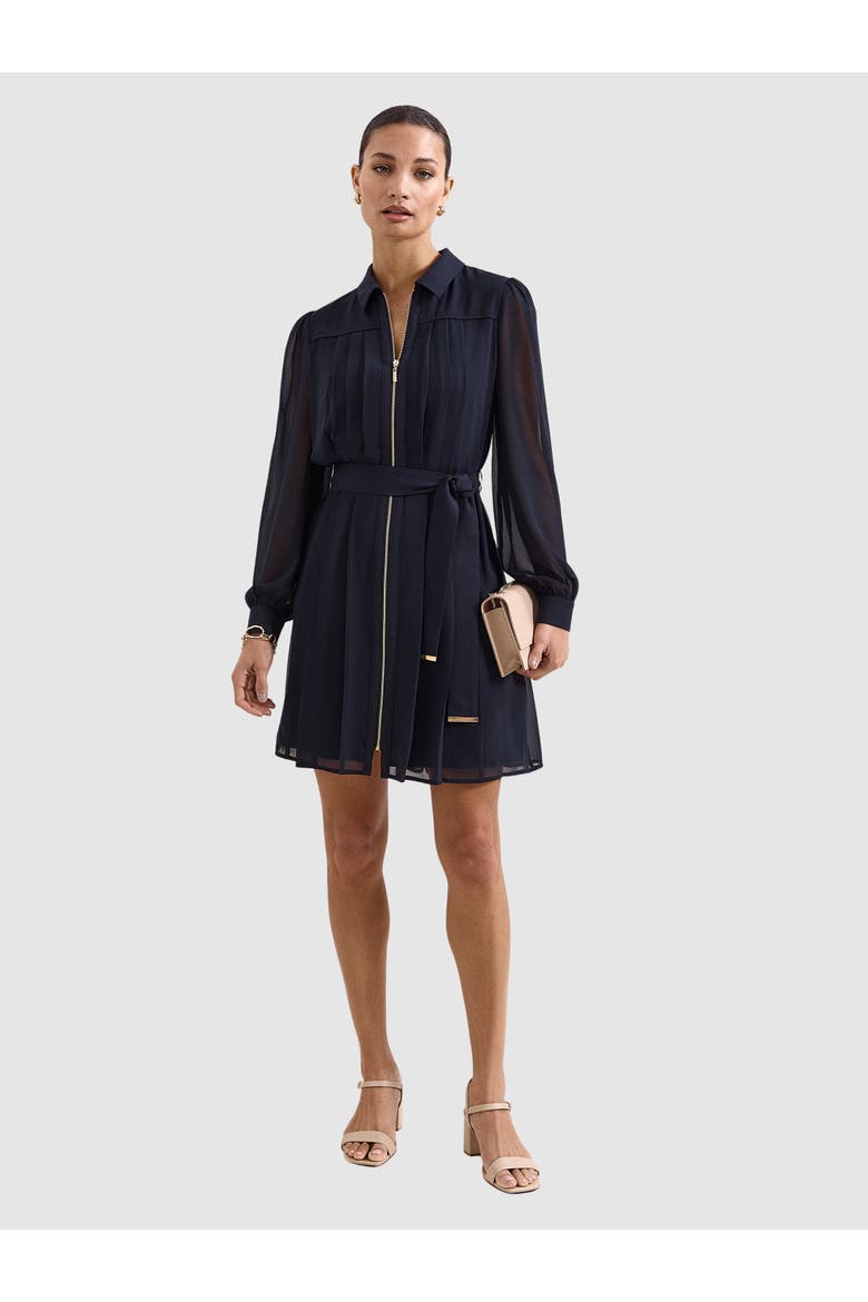 Lottie Zip Shirt Mini Dress, Main, color, Navy
