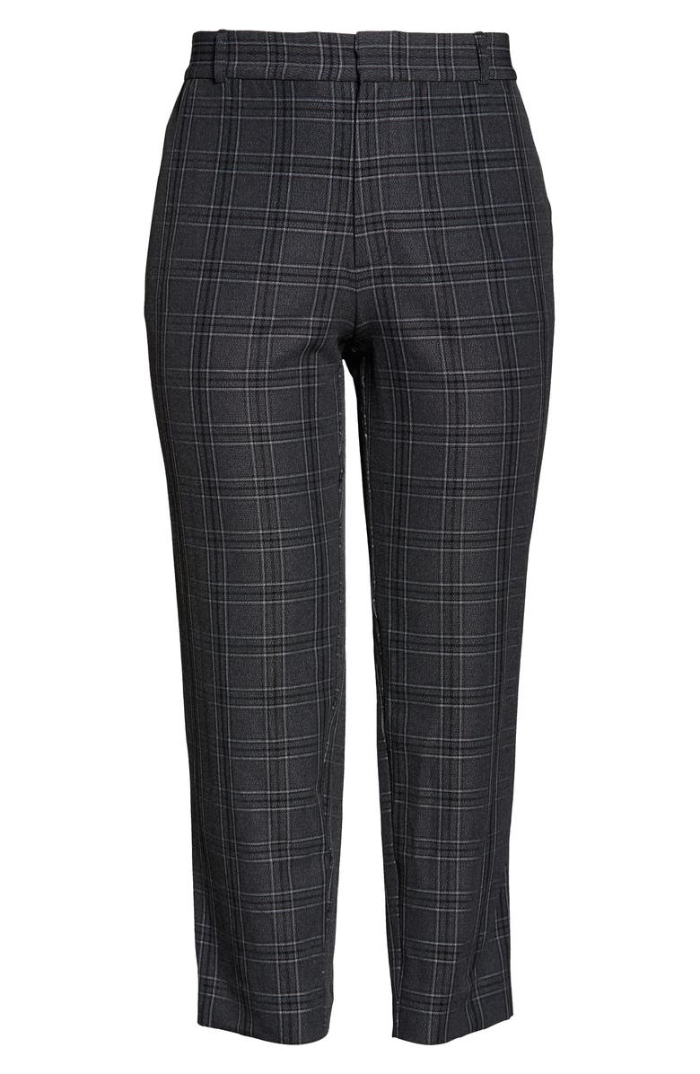 Rachel Roy Collection High Waist Grey Check Tapered Trousers, Alternate, color, 